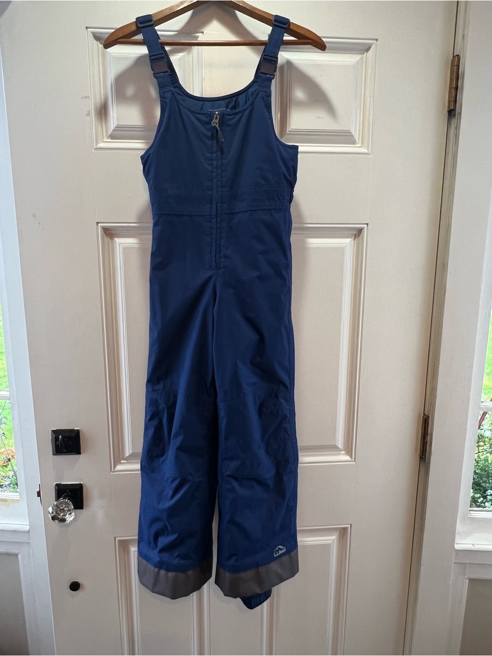 L.L. Bean Boys Navy Blue Snow Overalls with Gray Cuffs - size 8